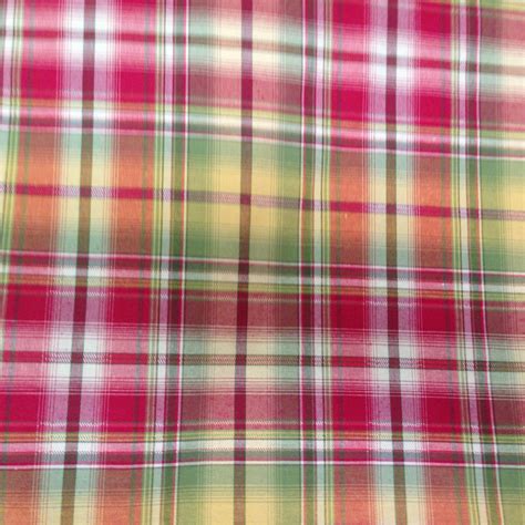 French Country Plaid Fabric Red Yellow And Green Plaid Etsy