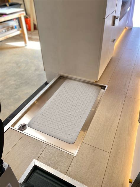 Recessed Stainless Steel Shower Pan For Camper Van Or Rv