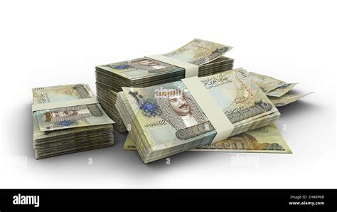 D Stack Of Bahrain Dinar Notes Isolated On White Background Stock