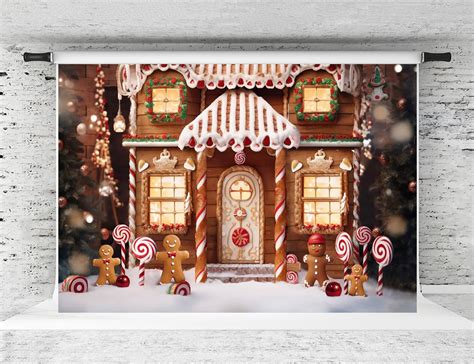 Amazon Kate Christmas Gingerbread House Backdrop Winter Snow