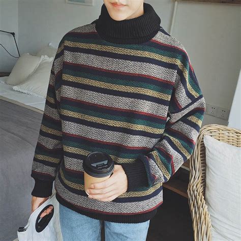 Envmenst 2017 New Arrival Men Striped Sweater Casual Loose Knitted