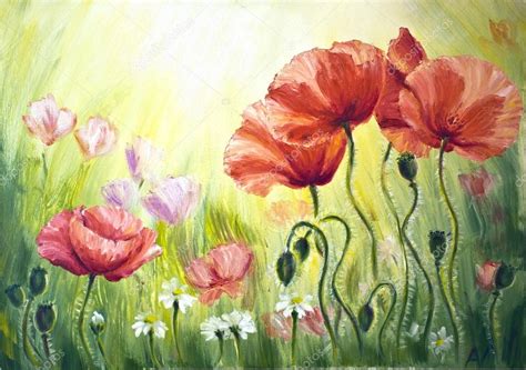 Amapolas En La Ma Ana Pintura Al Leo Sobre Lienzo