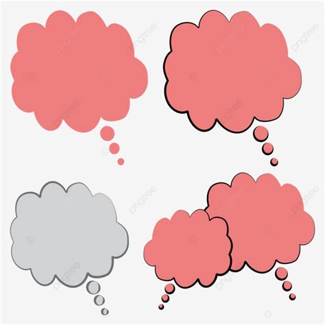 Pink Clouds Blank Speech Bubble Thought Dialog Text Box Vector Ai