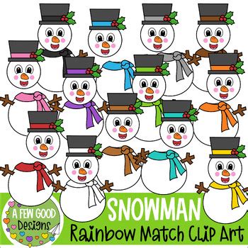 Rainbow Snowman Match Up Clip Art By A Few Good Designs By Shannon Few