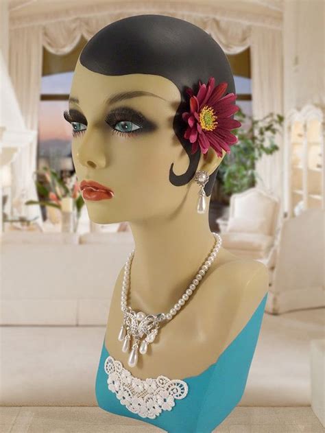 Hand Painted Fiberglass Flapper Mannequin Head Bust By Pariscape 125