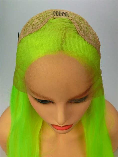 Neon Green Long Straight Lace Front Wig Synthetic Wigs Babalahair