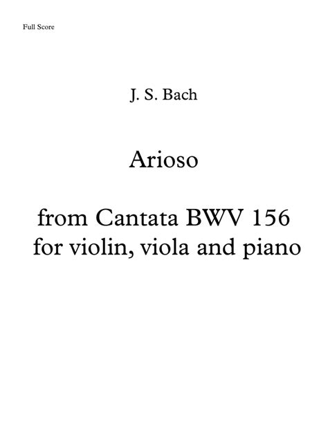 J S Bach Arioso For Violin Viola And Piano From Cantata BWV 156 Arr