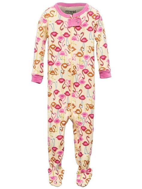 Elowel Little Girls Pink Flamingo Print Zipper Footed Pajama Sleeper 3