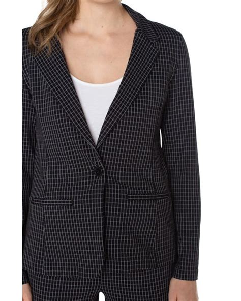 Liverpool Los Angeles Grid Fitted Blazer In Black Lyst