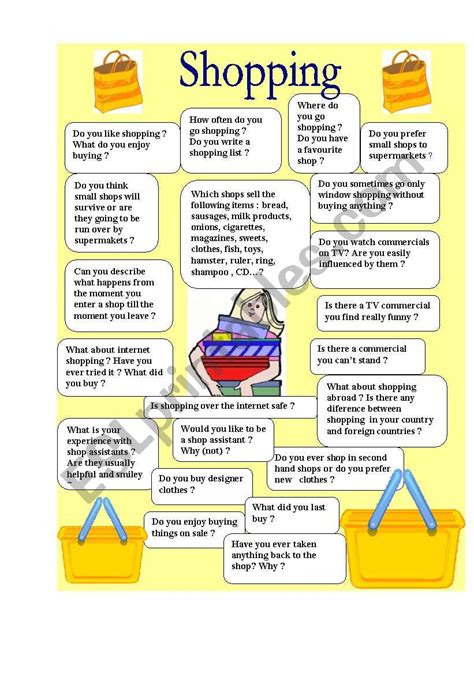 Shopping Speaking Esl Worksheet By Denfer