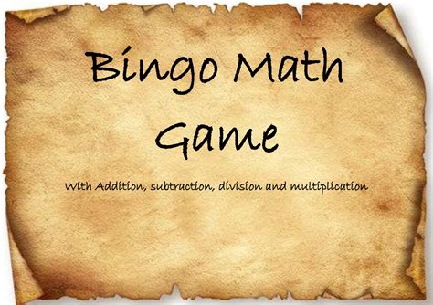 Bingo Math game • Teacha!