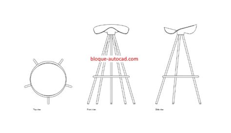 Taburete DWG Todas Las Vistas Descargar Bloques AutoCAD