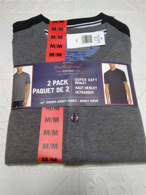 Original Weatherproof Vintage 2 Pack Henley Mens Mens Fashion Tops