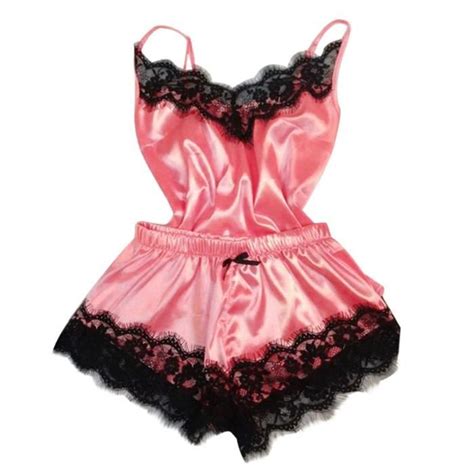 2Pc Lingerie femmes Babydoll chemise de nuit chemise de nuit vêtements de nuit ensemble de sous