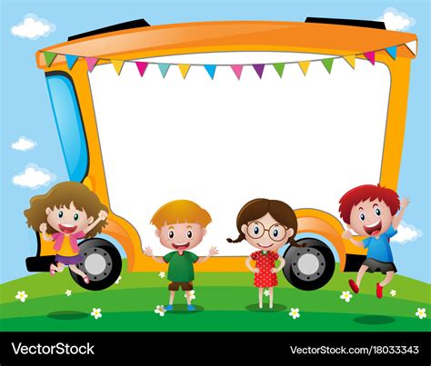 Background template with school kids Royalty Free Vector