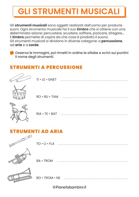 Gli Strumenti Musicali Schede Didattiche Per La Scuola Primaria