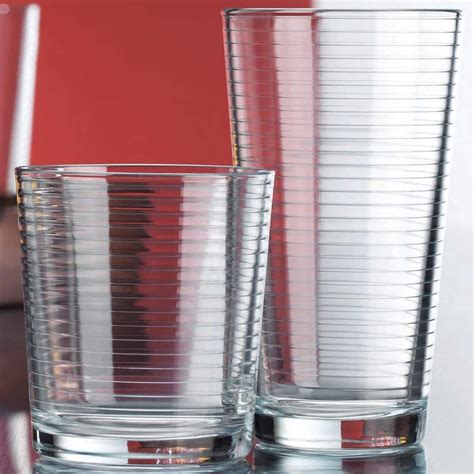 Homeessentials Heavy Base Ribbed Durable Drinking Glasses 16 Count