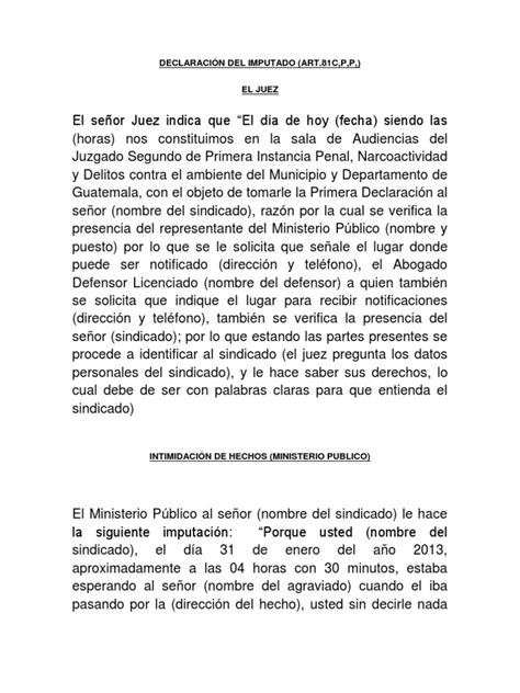 DeclaraciÓn Del Imputado 1