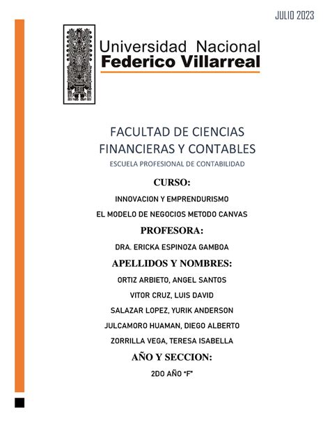 El Modelo De Negocios Canvas Facultad De Ciencias Financieras Y