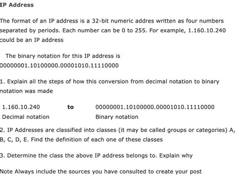 Solved IP Address The format of an IP address is a 32-bit | Chegg.com