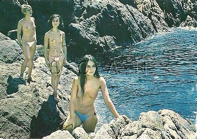 Original 1960s French Nude Risque PC Naturisme Ile Du Levant 3 Women