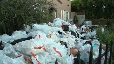 Los Angeles ‘trash House Owner Seen Outside As City Cleans Up Property