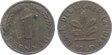 Deutschland BRD 1949 F 1 Pfennig Bank Deutscher Länder vz fleckig