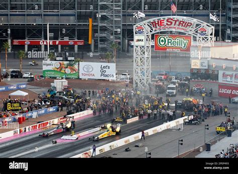 Las Vegas Nv October Overview Of The Grandstands And Strip Arch