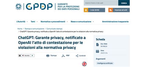 Openai Nel Mirino Del Garante Contestazioni Sulla Privacy Per Chatgpt