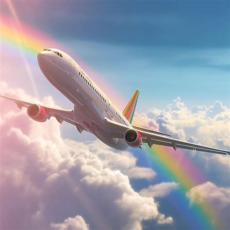 Arco íris Na Visão De Asa Do Avião Voador Ia Generativa Foto Premium