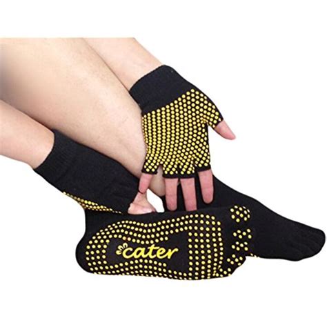 Womens Yoga Socks Toeless And Gloves Set Non Slip Grip With Silicone