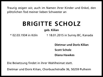 Traueranzeigen Von Brigitte Scholz WirTrauern