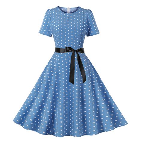 Hfyihgf Women S Vintage Cocktail Dress 1950s Retro Short Sleeve Polka