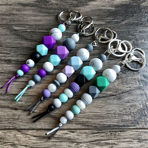 Silicone Bead Keychains Polymer Clay Beads Diy Beaded Keychains