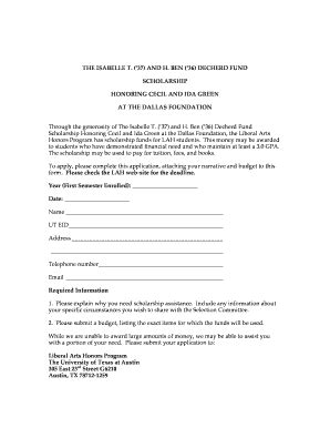 Fillable Online Utexas Dallas Foundation Application Form The