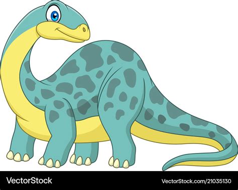 Cartoon Smiling Brontosaurus Royalty Free Vector Image