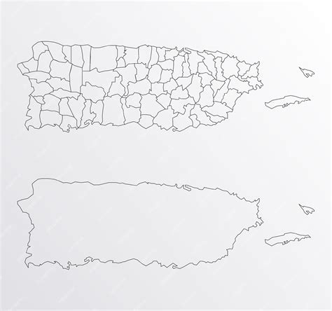 Premium Vector Black Outline Vector Map Of Puerto Rico With Regions