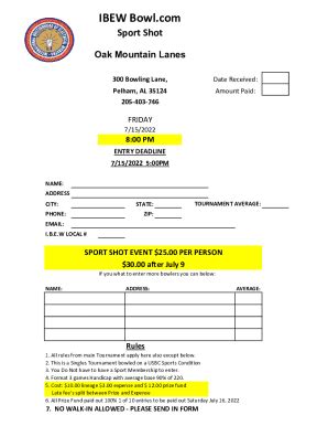 Fillable Online 76th IBEW Int L Bowling Tour Fax Email Print PdfFiller