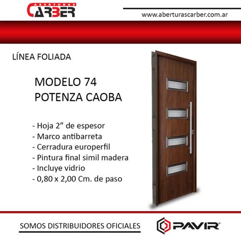 Puerta Modelo 74 POTENZA CAOBA Seguridad Hoja 2 Pintura Final SIMIL