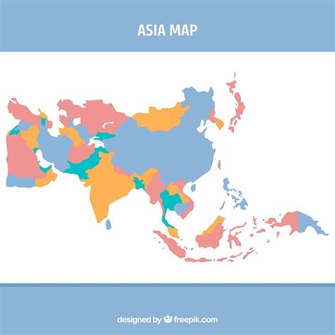 Map of asia in flat style | Free Vector