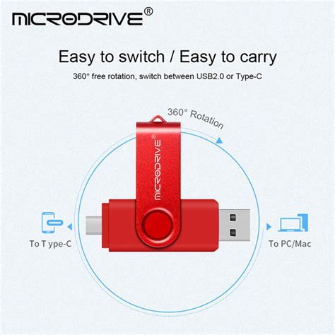 USB Флешка 2в1 64ГБ Type-C/USB для телефону, комп'ютера OTG Microdrive ...