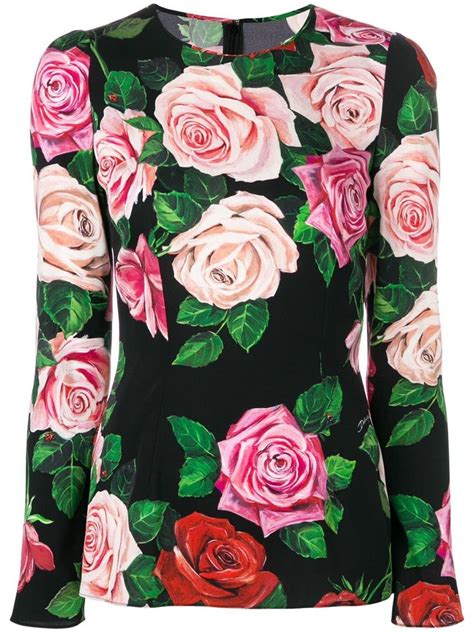 Dolce And Gabbana Floral Print Blouse In Nero Modesens