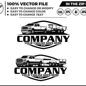 Silhouette Dump Trailer Pickup Logo, Pickup and Dump Trailer Logo ...