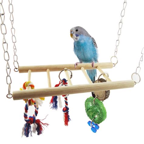 Pet Bird Wood Ladder Climb Toys Parrot Rope Macaw Grandado