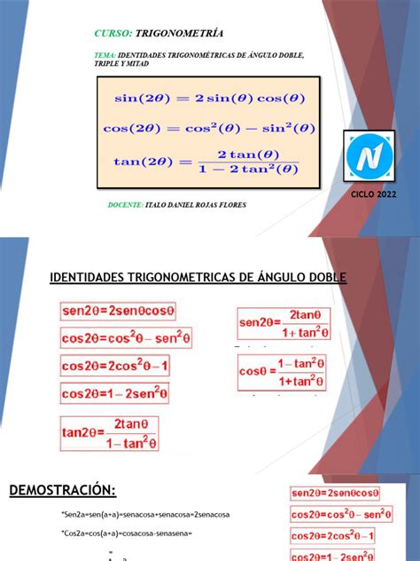 Academia Newton Identidades TrigonÓmetricas De Ángulo Dobletriple Y Mitad Pdf Geometría Del