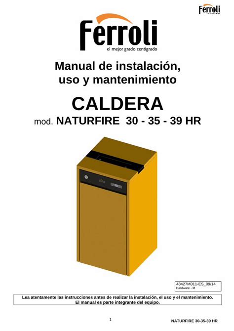 PDF Uso Y Mantenimiento CALDERA Ferroli 1 5 Combustible Y Uso