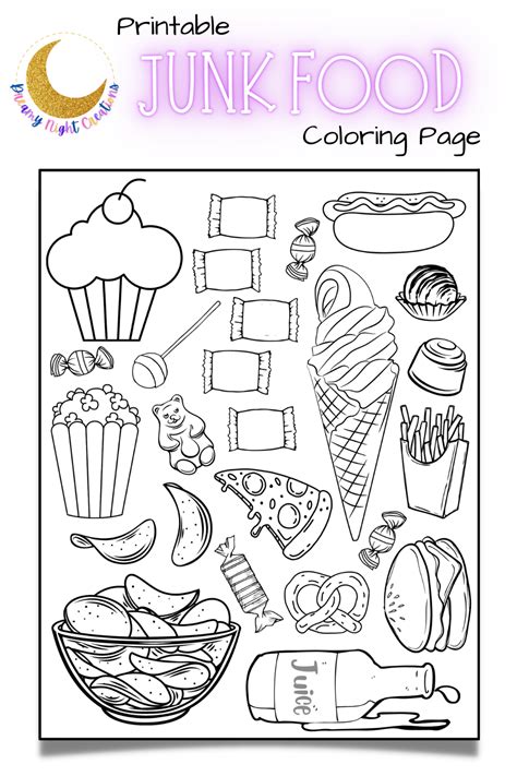 Junk Food Coloring Page For Kids Just Download Print And Enjoy