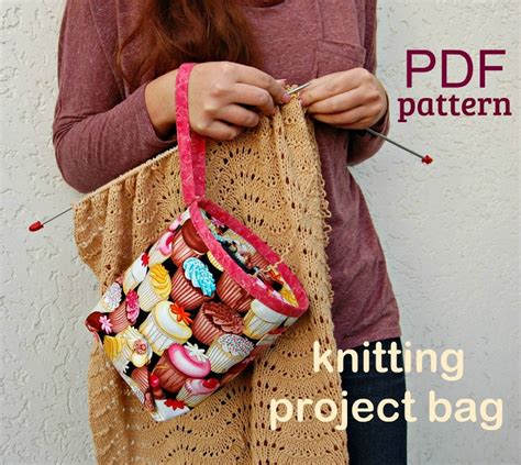 Pdf Sewing Pattern Knitting Project Bag Sewing Tutorial Wristlet Project Bag Crochet Project Bag