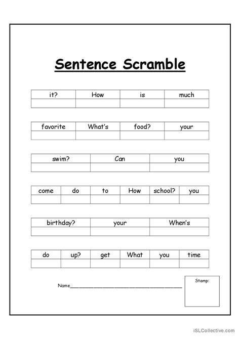 Sentence Scramble English Esl Worksheets Pdf And Doc