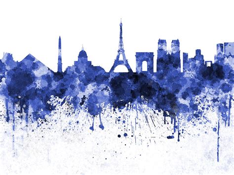 Paris Skyline In Watercolor On White Background Painting By Pablo